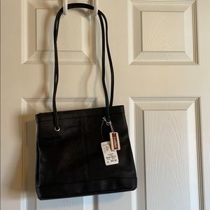 Black leather shoulder bag